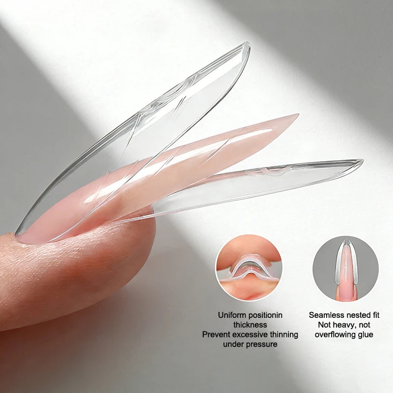 Sandwich Dual Nail Forms 60pcs 15Size Quick Extensions-Dual Forms T-shaped Ellipse Manicure Forms Top Mold Bottom Mold 3D