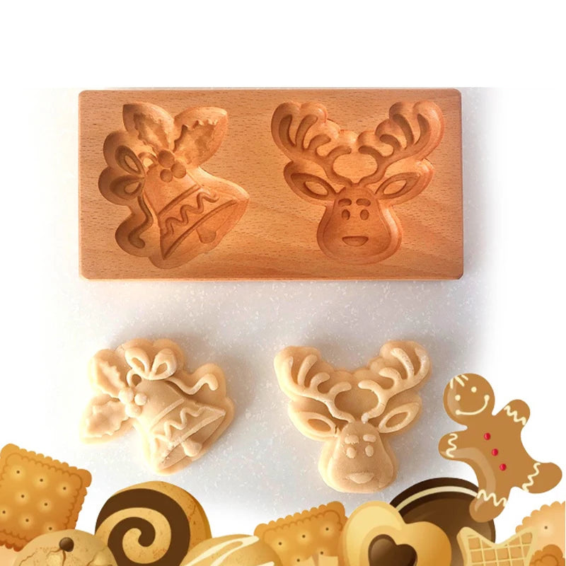 3D Cookie Baking Molds Wooden Gingerbread Mold Press Pumpkin Embossing Tools for Cake Decor DIY Kitchen Gadgets Cookies Moulds