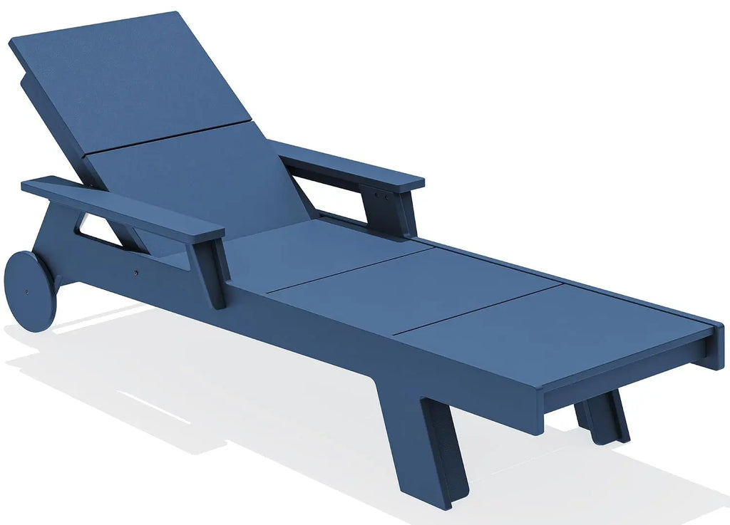 Oversized Outdoor Chaise Lounge HDPE Adjustable 5-Position Backrest Pool Patio Recliner, Customized