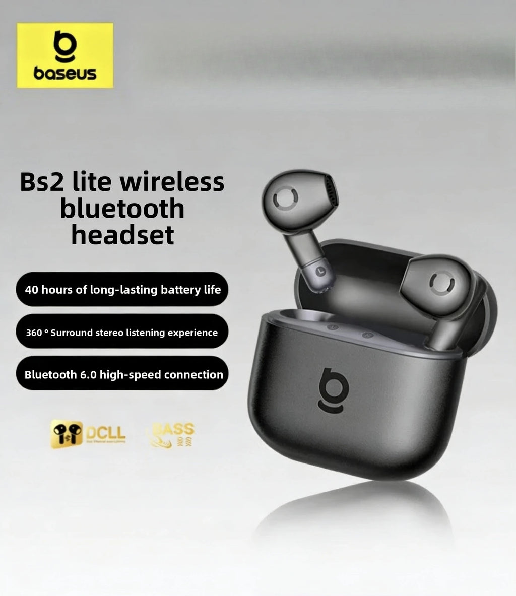 Baseus BS2 Lite Semi-In-Ear True Wireless Headset Comfortable Wear Bluetooth Music Sports Headset Low Latency