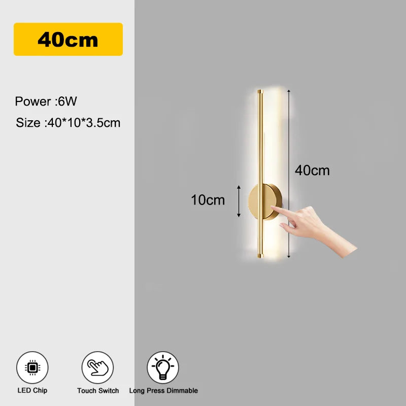 Indoor Touch Switch Dimmable LED Wall Lamps for TV Background Hardwired Long Press Dimming LED Wall Lights Wall Sconce Bedroom