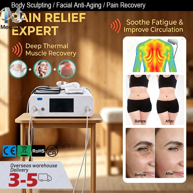 Mecavie 448KHz High RF Therapy Machine 500W Deep Thermal System 4 Probes (CET/RET)  Body Sculpting Pain Relief Facial Lifting