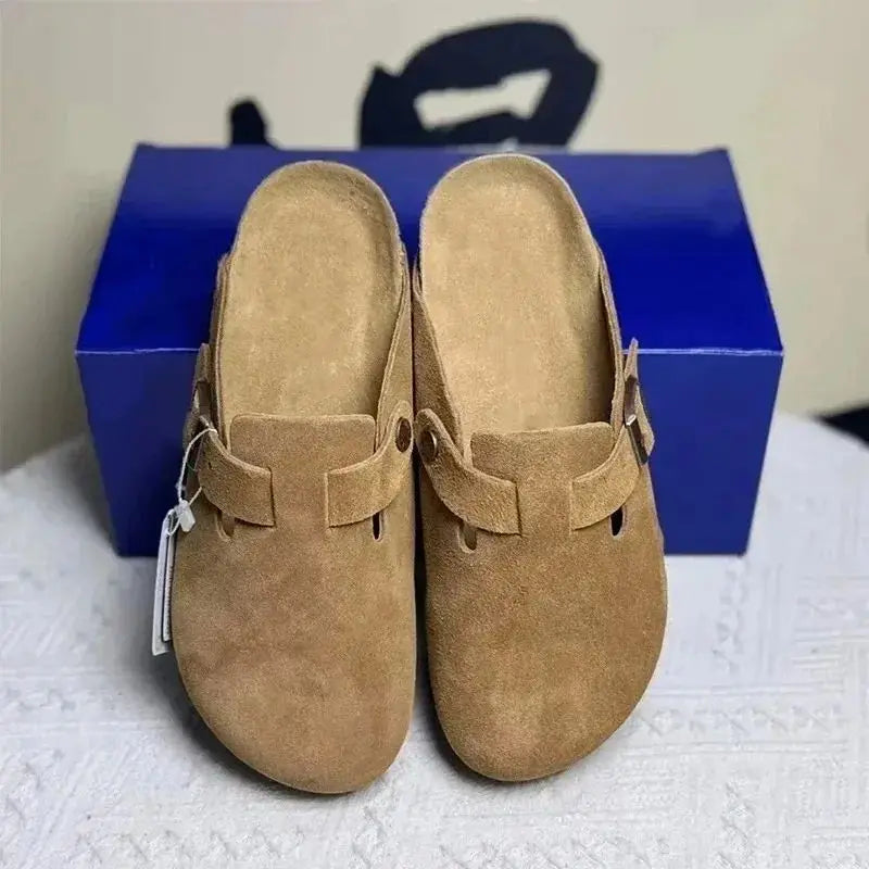 New Womens Clogs Boston Slides Mens Slippers Sandals Sliders Suede Leather Flips High Quality Spring Summer
