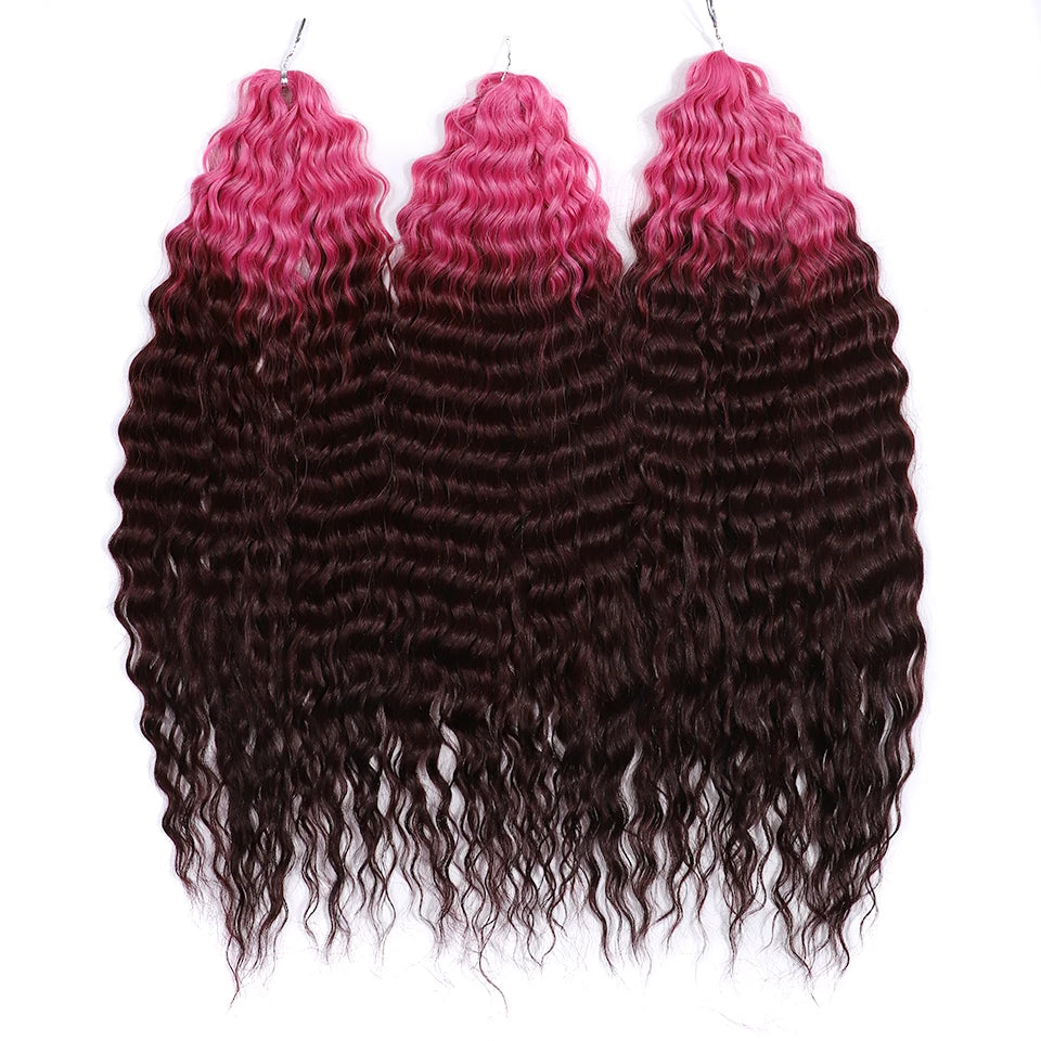 FASHION IDOL 24 Inch 300g Ariel Hair Synthetic Crochet Curly Hair Water Wave Braid Hair Ombre Blonde Braiding Hair Extensions