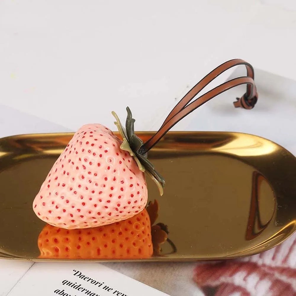 Funny Waterproof Strawberry Key Ring Elegant Alloy Versatile Bag Charm Handmade Vivid Red Resin Fruit Pendant Girls