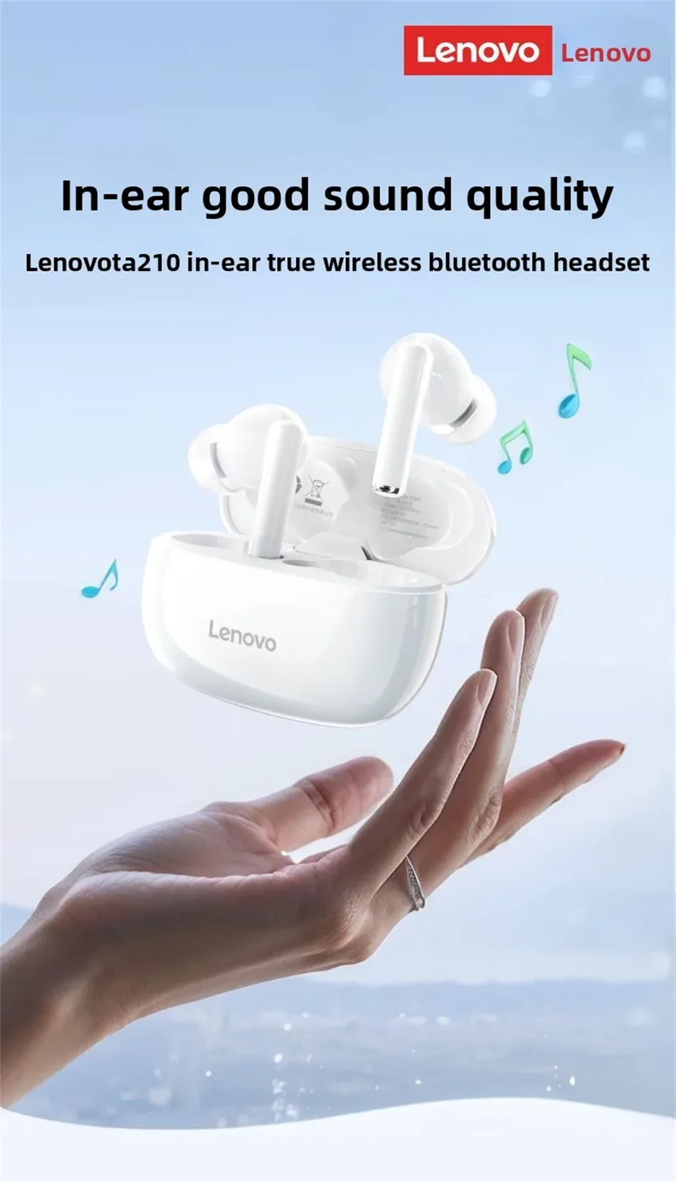 Lenovo TA210 TWS Wireless Bluetooth 5.3 Earphones Sports In-Ear Headset With Mic Gaming Low Latency Dual Mode Music Earbuds New