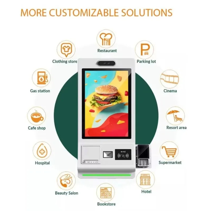 21.5/23.6/27/32 Inch Touch Screen Ordering Kiosk Windows Android Interactive Outdoor Self Ordering Payment Machine