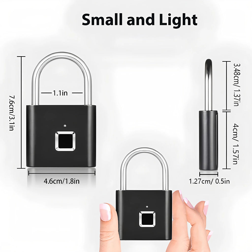 Fingerprint Lock Keyless USB Charging Smart Padlock Anti-theft Zinc Waterproof Door Lock 0.2sec Unlock Portable Door Lock