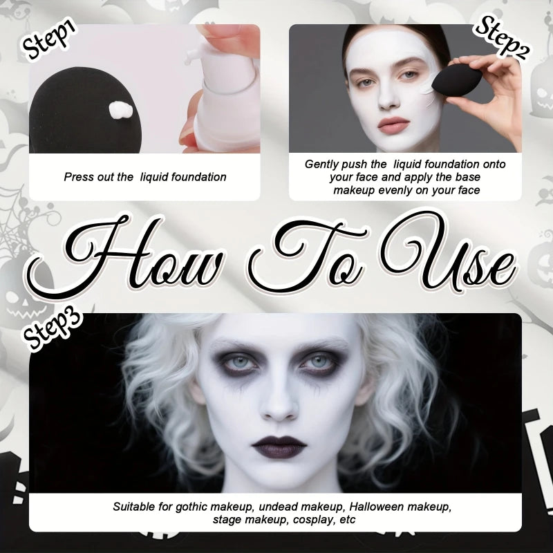 Pure White Liquid Foundation for COS Stage Makeup Long-lasting Concealer Mixable Pure White Foundation Adjuster Lighten&Brighten