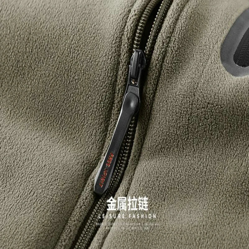 2026 Solid Men's Fleece-Lined Cycling Jacket New Arrival Winter Windproof Stand-Collar Zip-Up Thicken Warm Plush Coat Clothing