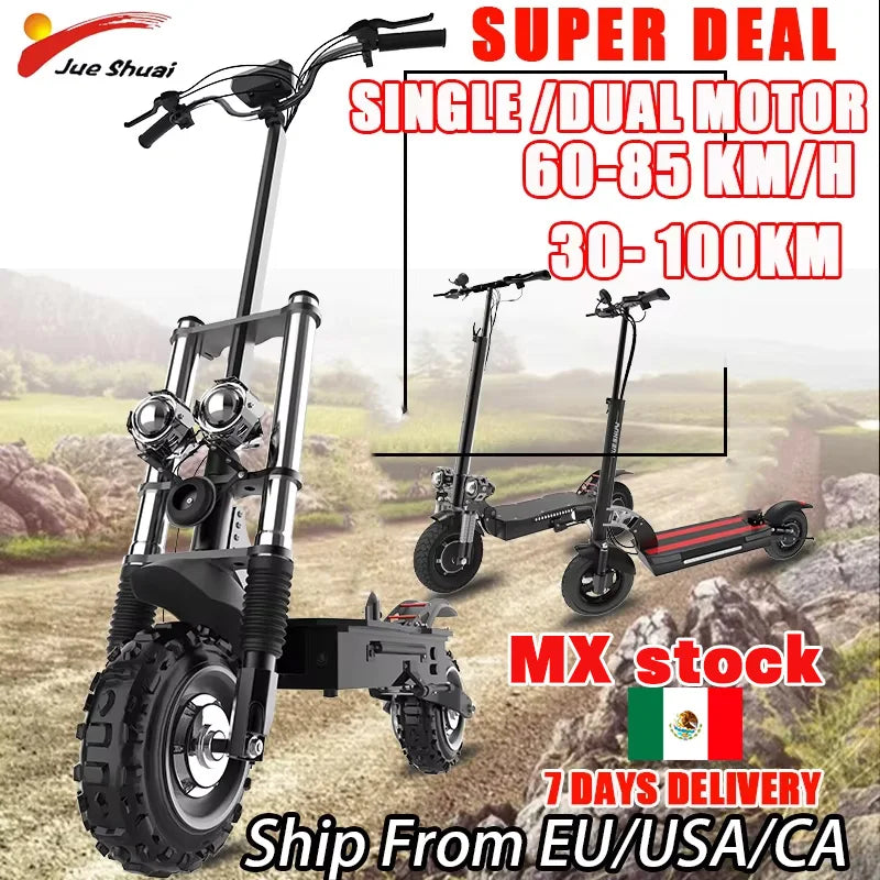 Single/Dual Motor Electric Scooter for Adults Max Speed 85km/h 500-6000W 30-100KM Range Foldable E-Scooter 10inch 11inch Tire