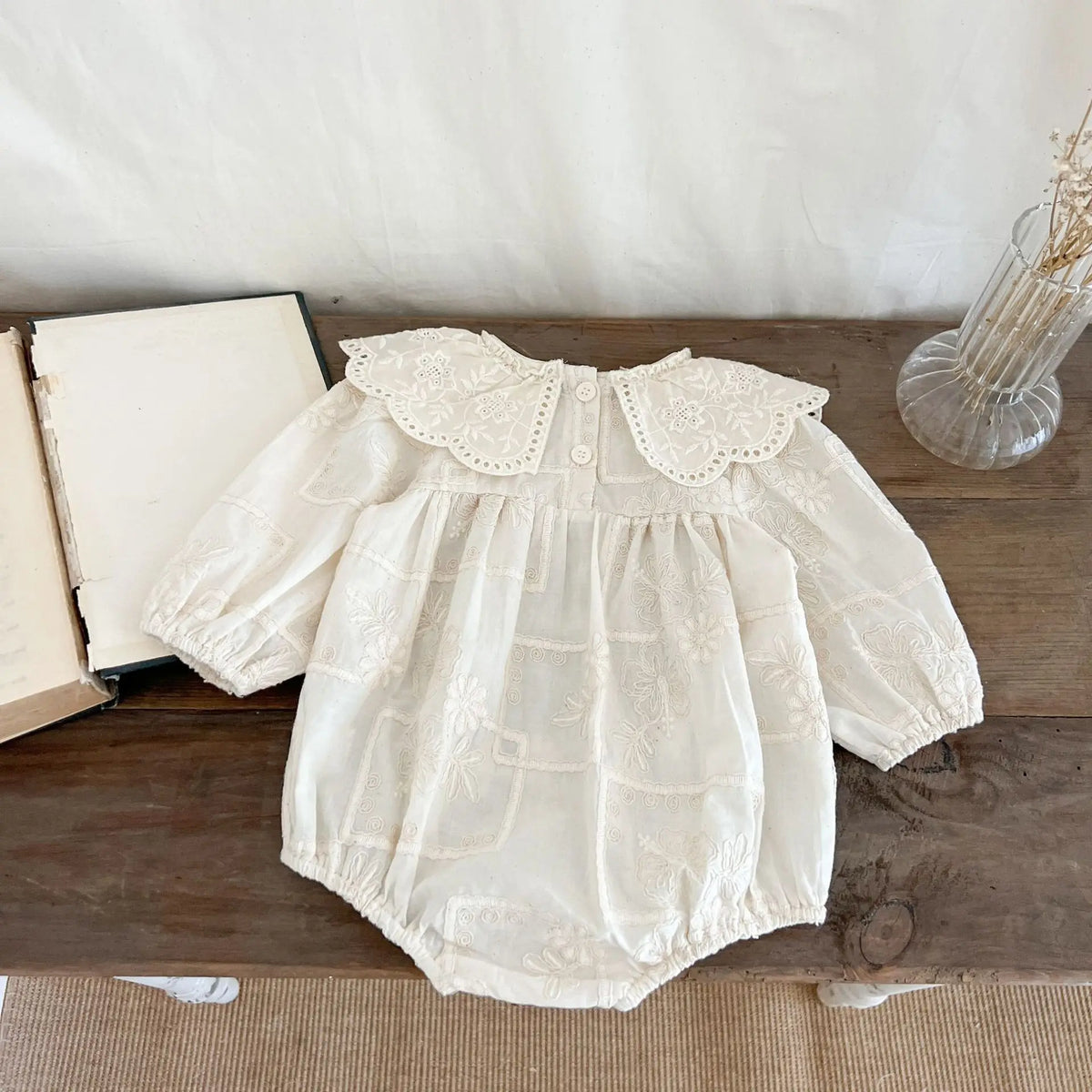 Autumn Newborn Infant Baby Girls Lace Lapel Romper Sister  Embroidery Dresses Muslin Rompers Kids Onepiece Fashion Baby Clothing