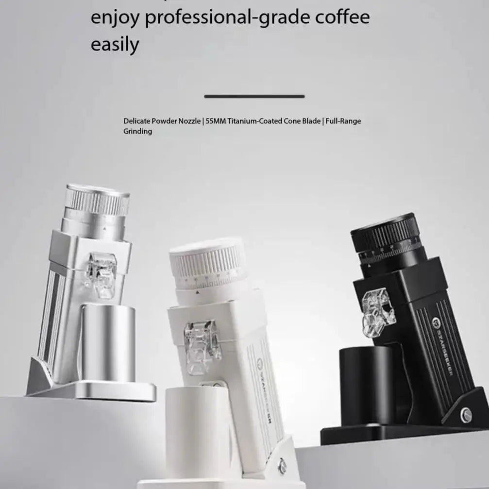 Explorer E55 Pro Electric Coffee Grinder - Household Espresso Small Titanium-Plated Conical Burr for Pour Over