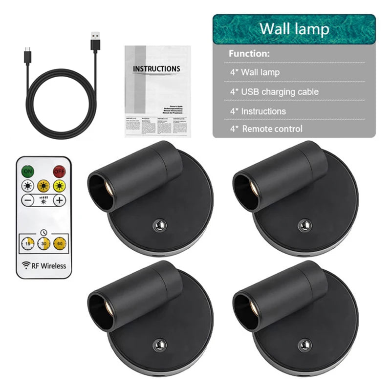 Dual Intelligent Control LED Light Magnetic USB Rechargeable Wall Lights Spotlight Stepless Dimmable Corridor Lamp Bedside Lamp