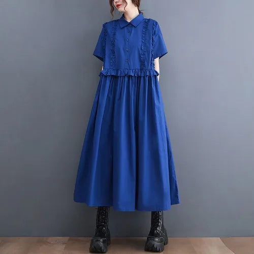 Ele irt Dr with Ruffle Design And Advanced Sense Spring Summer New Arrival Korean Sle Cotton Long Skirt for Women