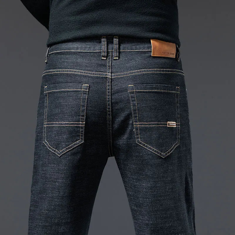 Cotton Men's Jeans Denim Pants Brand Classic Clothes Overalls Straight Trousers for Men Black Oversize Large Size 35 40 42 44 46