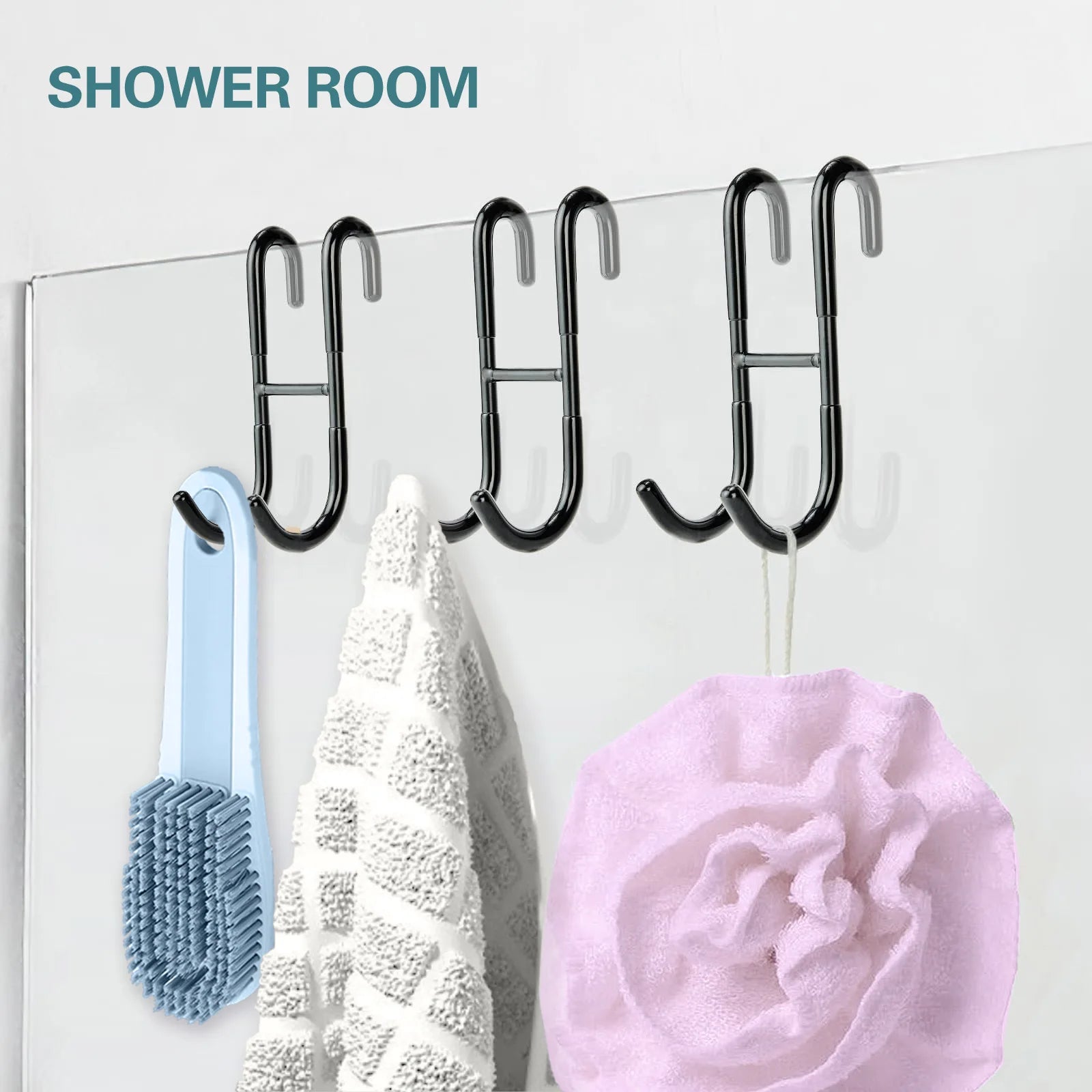 Stainless Steel Over Glass Door Shower Door Back Shower Towel Rack S-Shape Bathroom Bathrobe Hanger Holder Hooks