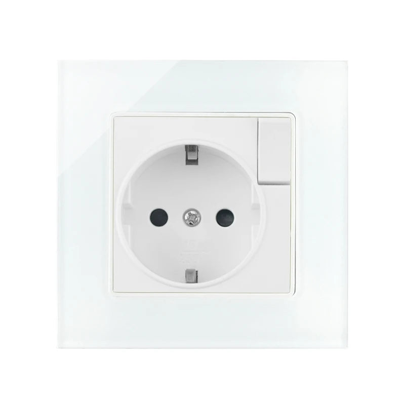 S Series- EU Power Socket Function Module Socket With Switch DIY Socket Accessory Free Combination White Glass /Plastic 250V 16A