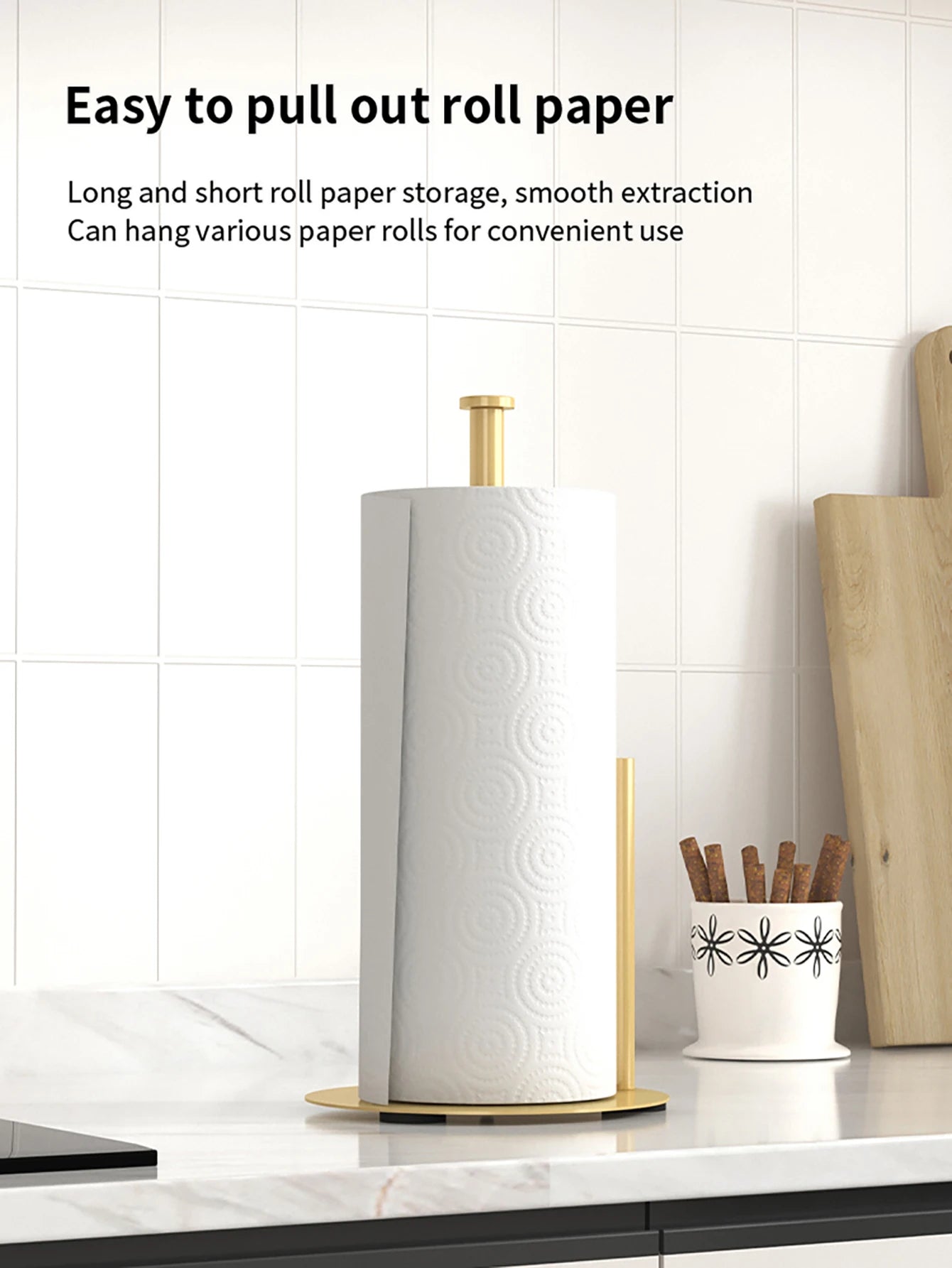 Kitchen Roll Holder with Weighted Base - Heavy-Duty Countertop Organizer, Space-Saving Design for Paper Towels, Kitchen supplies