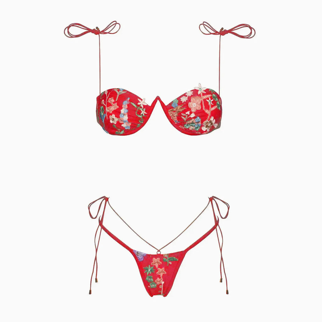 Push Up Bikini Sexy Women Swimsuit Female Swimwear 2024 Micro Bikini Set Swimming Suit Floral Thong Beachwear Brazilian Biquini