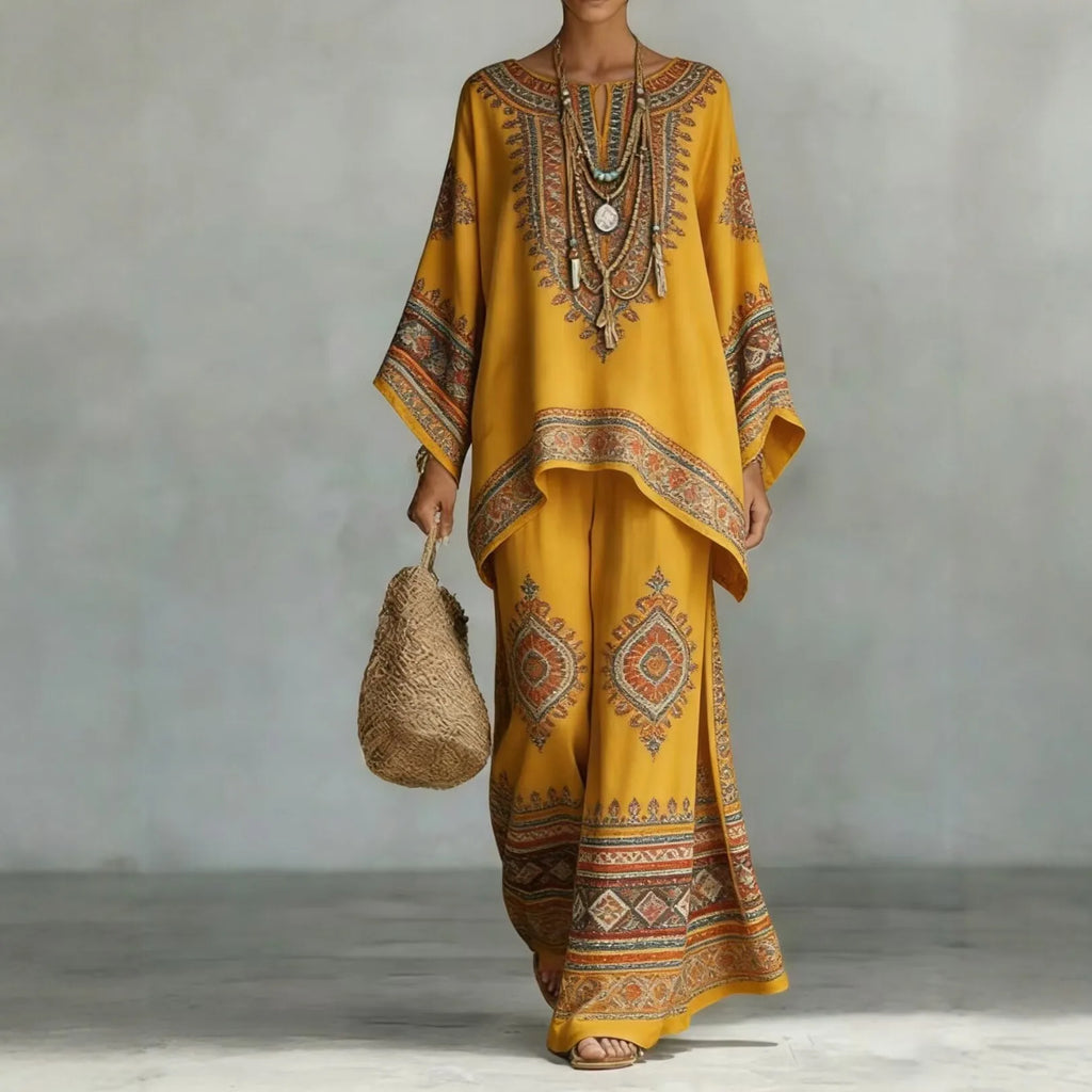 2026 New European and American Style 3D Printed Loose Wide Leg Pants Set - Women's Summer Fashion Vacation Two Piece Set
