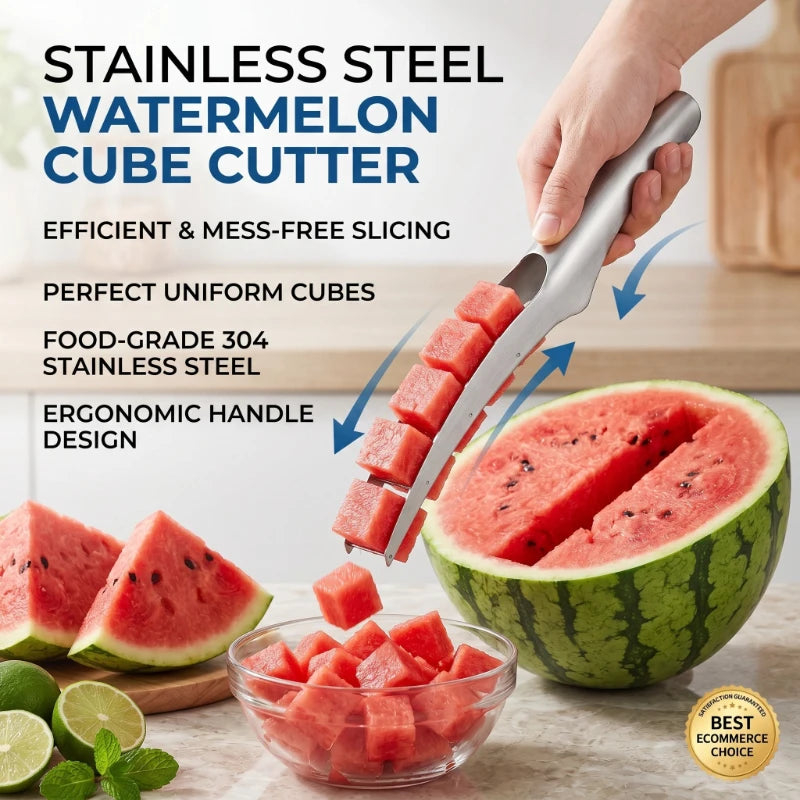 Watermelon Cutter 304 Stainless Steel Watermelon Dicing Cutter Manual Fruit Easy Segmentation Tools Home Use Kitchen Gadgets
