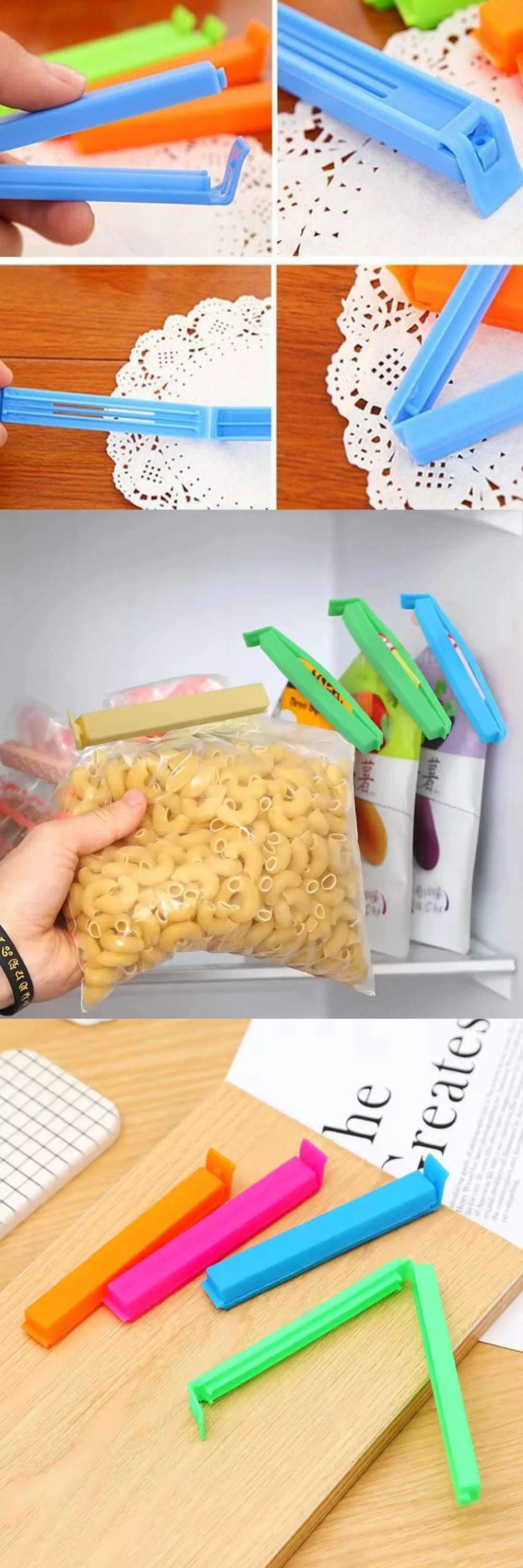10-20PCS/Set Sealing Clip Colorful Reusable Snack Storage Sealer Clamp Kitchen Gadgets for Food Fresh Keeping Moisture Proof ZYF