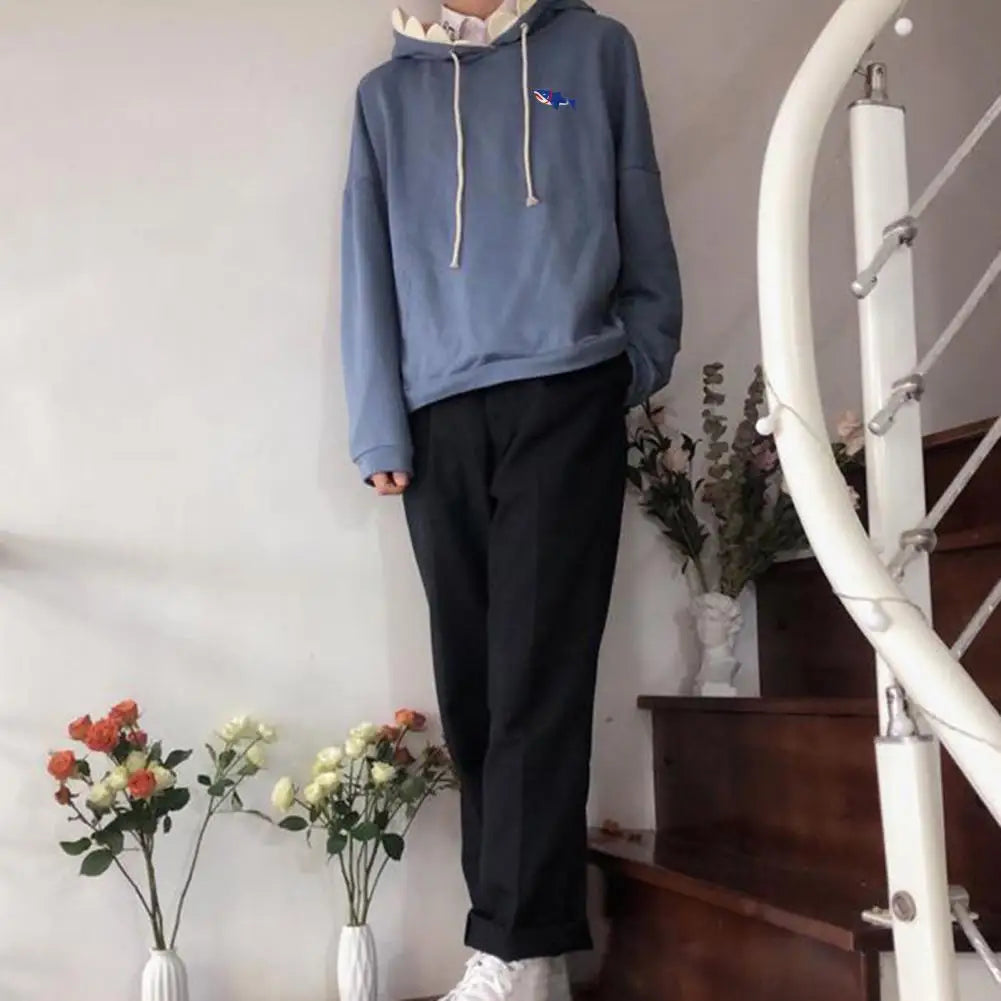 Men Shark Hoodie Winter Pullover Sweater Casual Pocket Long Sleeve Pull Female Solid Hooded Sweaters Trendy Couple's Pullovers