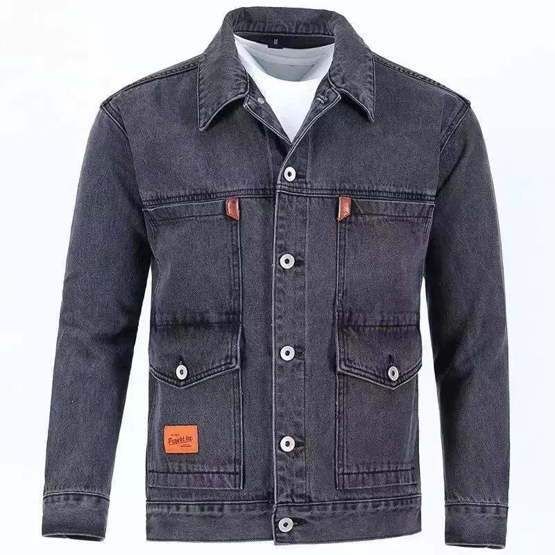2023 Spring and Autumn New Fashion Trend Solid Color Denim Jacket Men's Casual Loose Comfortable Large Size High Quality Coat