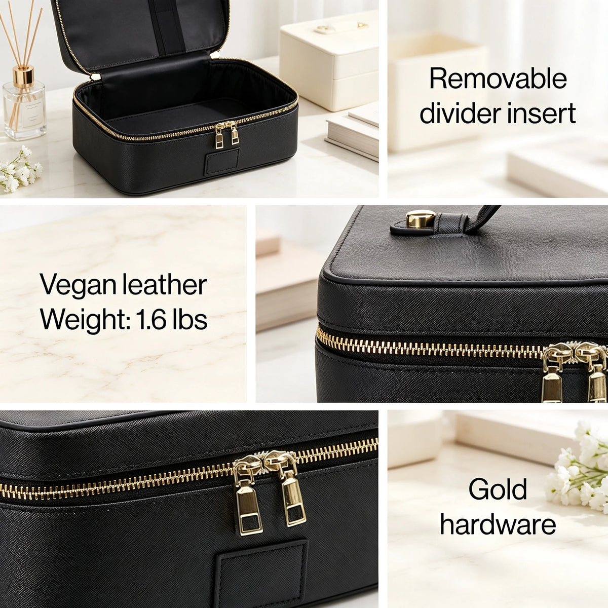 Customized Name PU Leather Cosmetic Bag with Zoned Storage and Large Capacity Travel Toiletry Bag for Autumn Winter New Arrivals