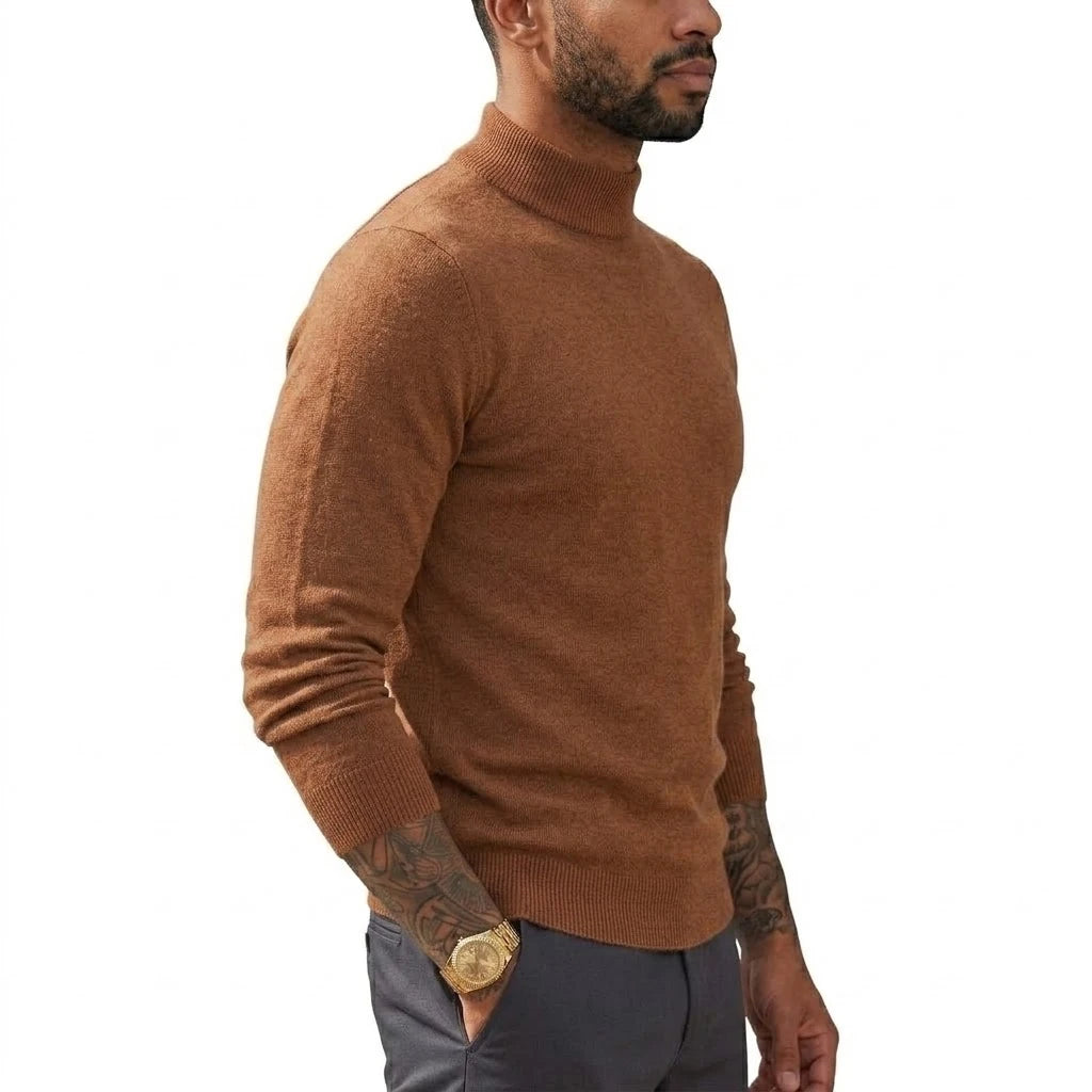 New Men's Mock Turtleneck Sweater Casual Long Sleeve Slim Fit Pullover Knitwear Solid Autumn Jumpers Warm Blouses for Winter