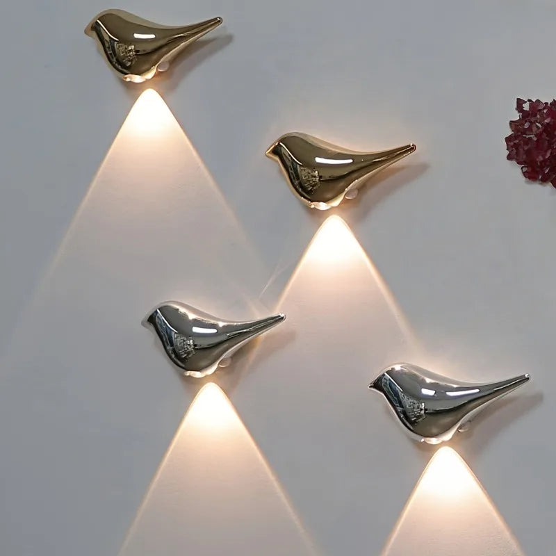 4pcs USB Rechargeable Wall Lights Smart Motion Sensor Bird-Shaped Decorative Lamps Cordless Install Adjustable Light Wall Decor