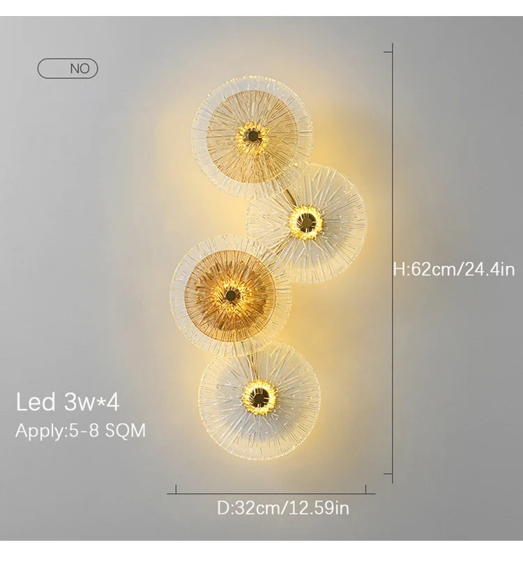 Modern Light Luxury Circular Art Glass Wall Lamp Minimalist Designer Creative Lighting for Bedroom Hallway Living Room Decor