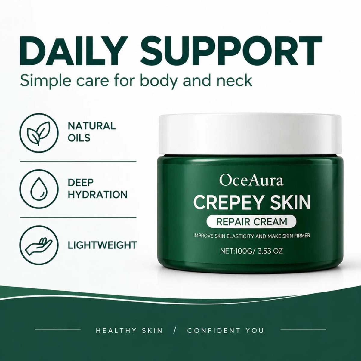 OceAura Firming Body Cream 100g Nourish Smooth Look Skin Deep Hydration Whole Body Moisturizer Supports Elasticity Revitalizing