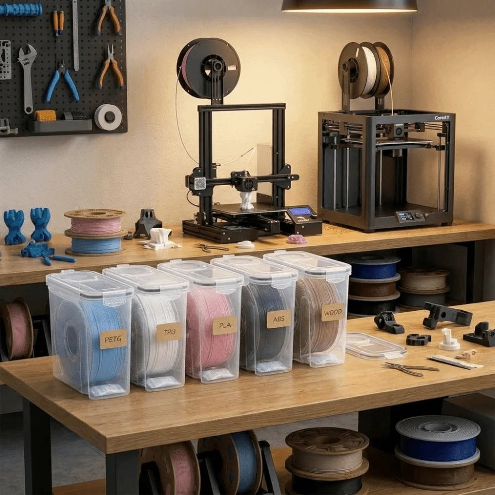 4Pcs Airtight 3D Printing Filament Container Dustproof Clear 3D Printing Filament Storage Box Moisture Proof Filament Dry Box