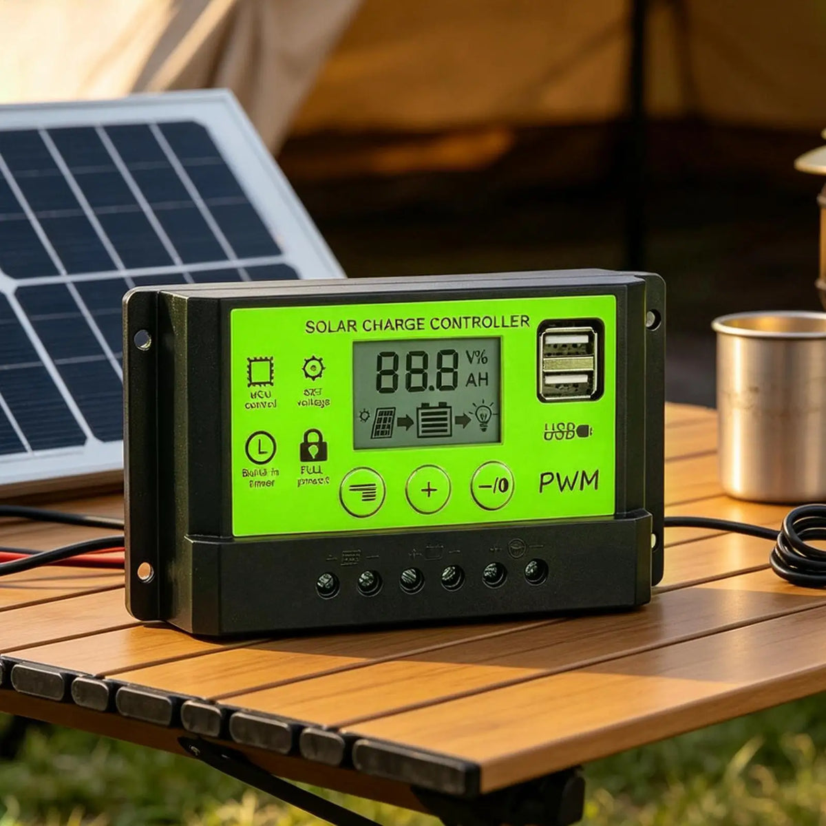 Solar Panel Charge Controller 12V/24V 30A LCD Display Regulator Solar Power Controller For RV Camper Trailer Van Truck Car Home