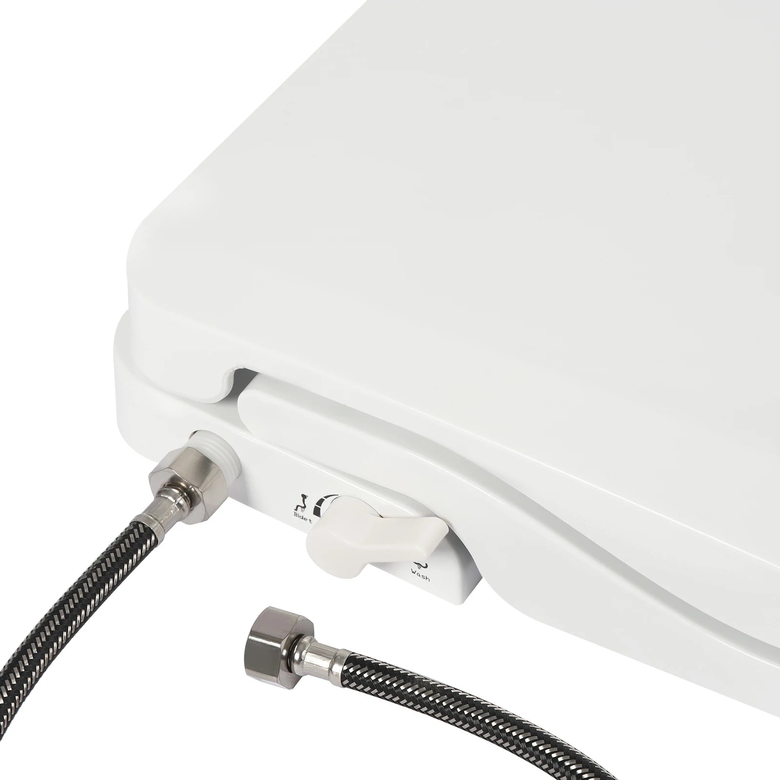 Non-Electric Bidet Toilet Seat Toilet Bidet Lid Fits Elongated Toilets, Dual Nozzle D-shaped with Cleaner Flush Hose