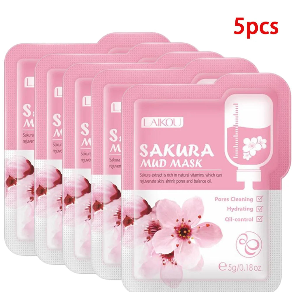 Sakura Mud Mask Brightening Hydrating Face Mask Skin Clean Facial Cleansing Clay Hydrating Anti Wrinkle Skincare 1/5/10pcs