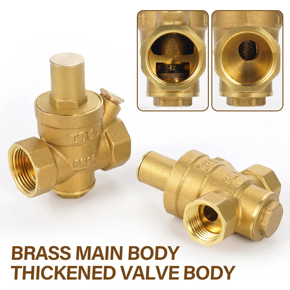 Water Pressure Regulator Brass Pressure Regulator DN20/15 Brass Adjustable Water Pressure Regulator Reducer with Gauge Meter
