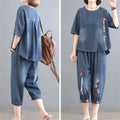 Women Denim Set Female Jeans Two Piece Set 2025 New Spring Summer Thin Korean Loose Cowboy Pants 2 Piece Set Large Size 2PCS