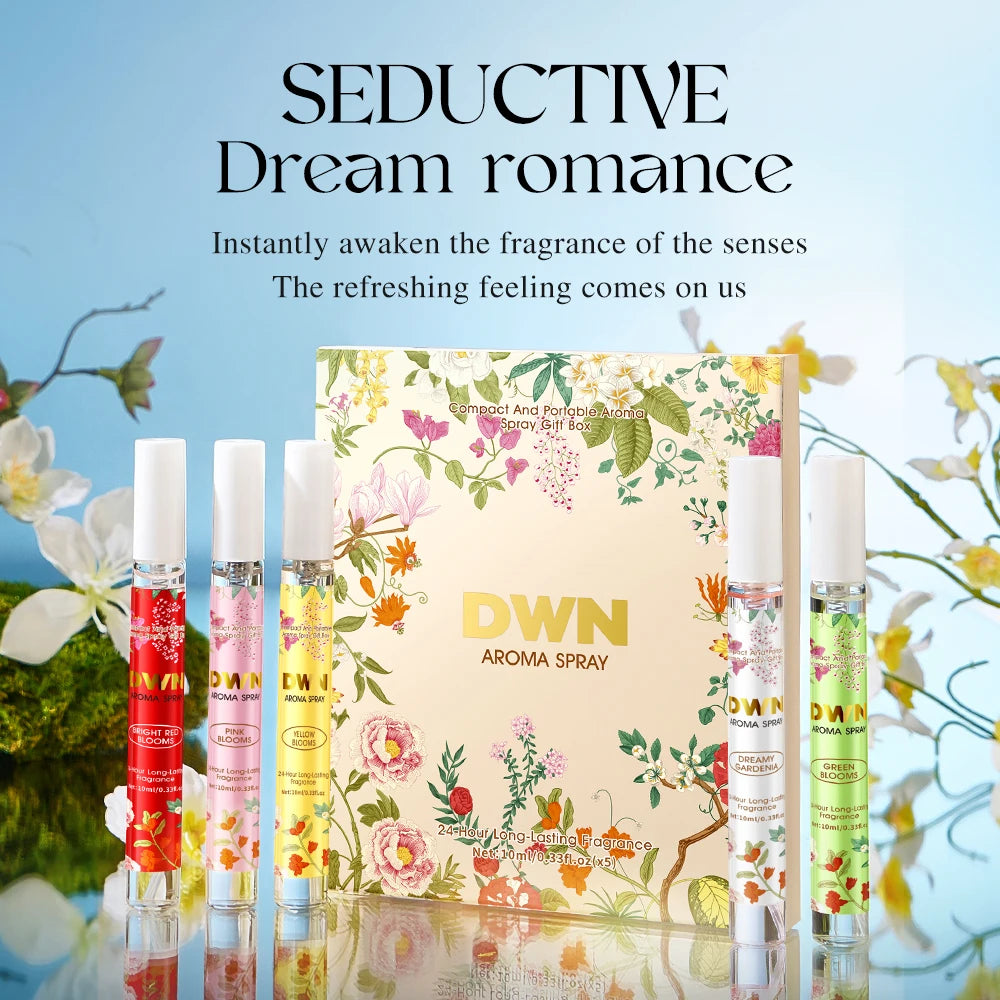 5-Piece Alcohol-Free Festival Flower Perfume Gift Set, Lasting, Charming Fragrance Spray (for Men and Women) 10ml