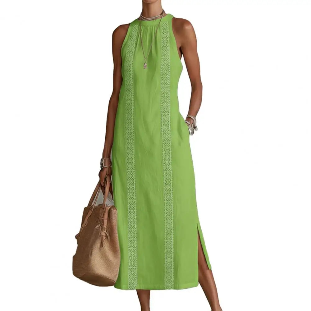 2026 Summer Dress for Women Sleeveless Crew Neck Tunic Tank Dress Casual Loose Boho Beach Side Split Sundress Summer Outfit
