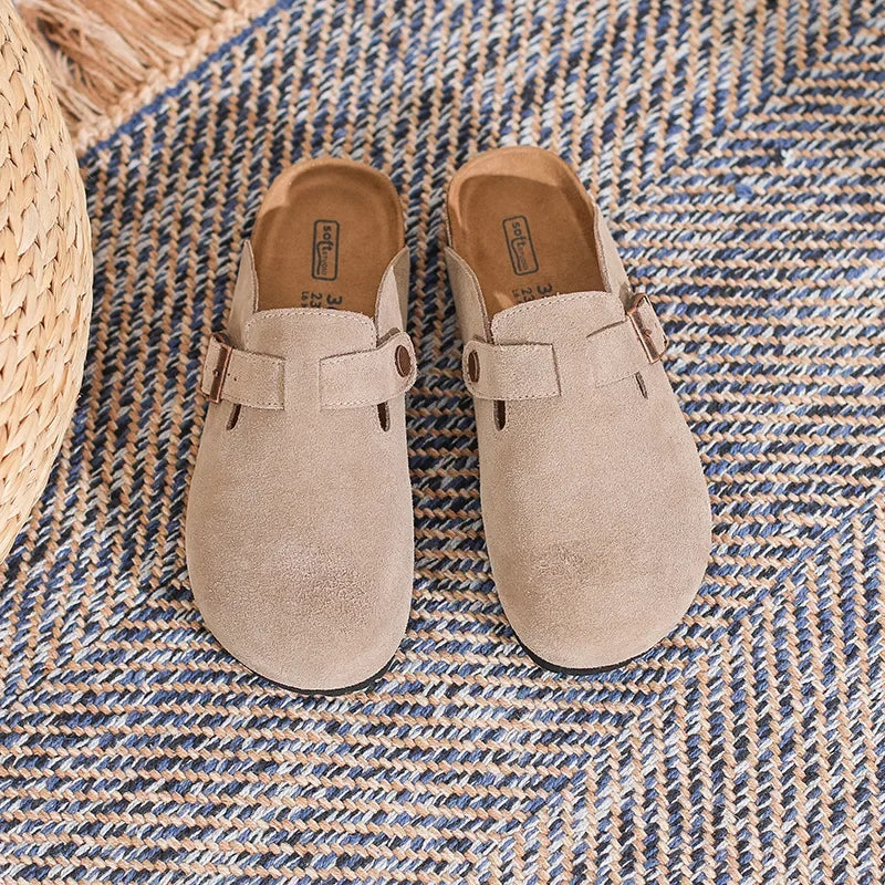New Summer Cork Clogs Slippers Sandals Classic Soft Footbed Suede Sandals With Arch Support Adjustable Buckle Sandals