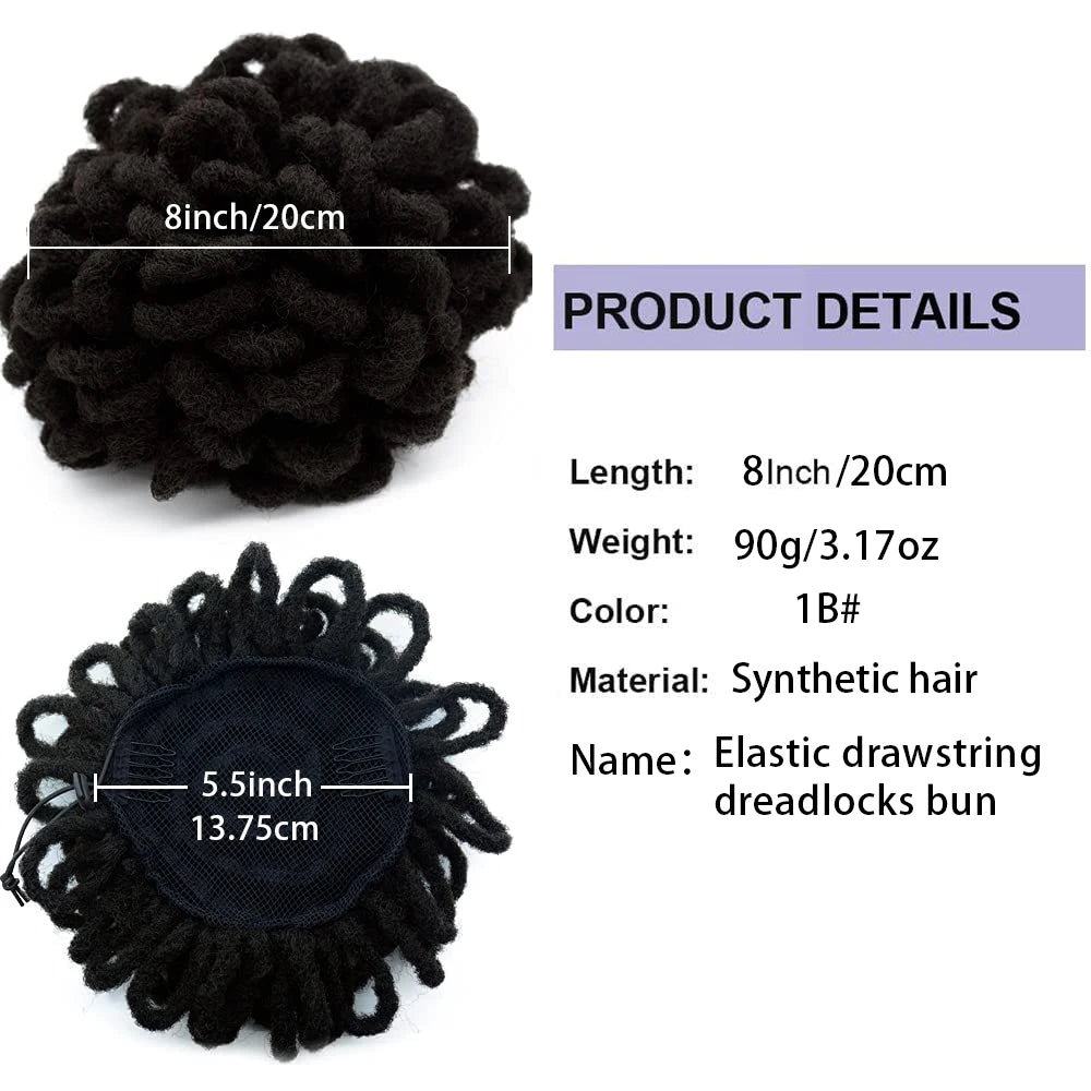Synthetic DreadLock Afro Puff Hair Bun Drawstring Ponytail Faux Locs Clip In Chignon Hair Pieces for Women Party