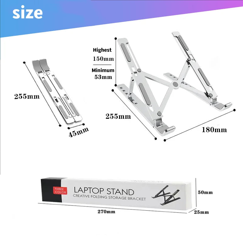 Aluminum Foldable Laptop Stand Adjustable Portable Notebook Holder Support Base For Macbook Air Pro Cooling Bracket Accessories