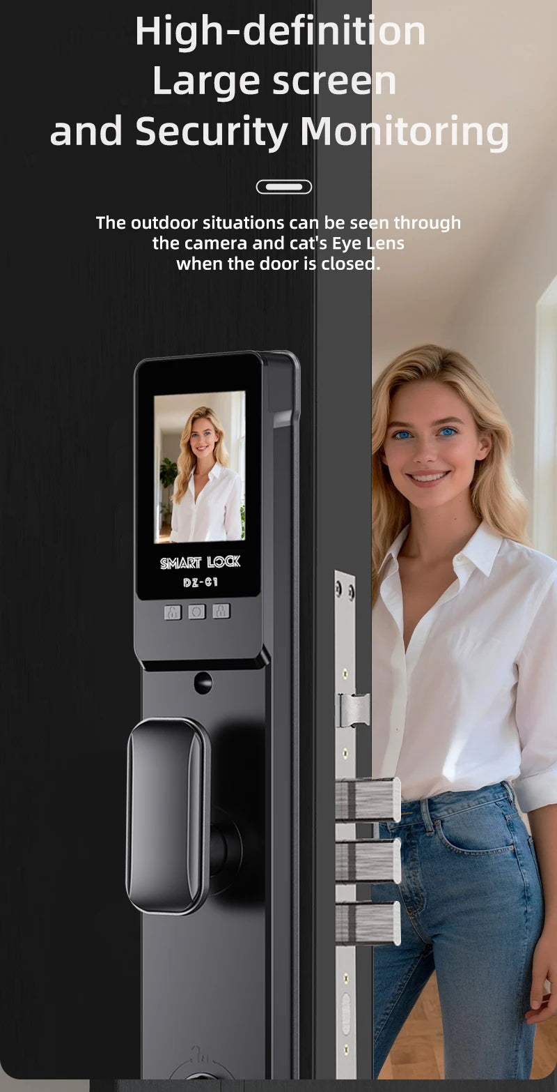 EGFirtor Password Door Lock Face Recognition Fingerprint Lock with Camera Biometric Smart Digit Lock
