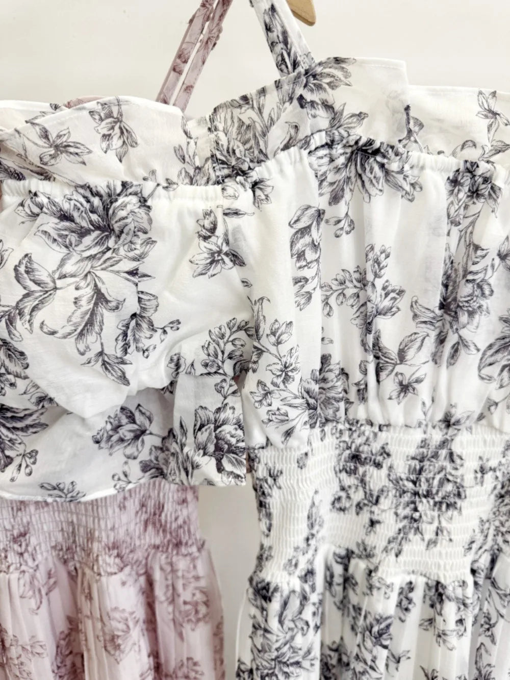 Kuzuwata Fairy Lovely Mesh Ruched Patchwork Robe Mid-length Puff Sleeve Off Shoulder Slim Mujer Japan Print Pleated Fresh Dress
