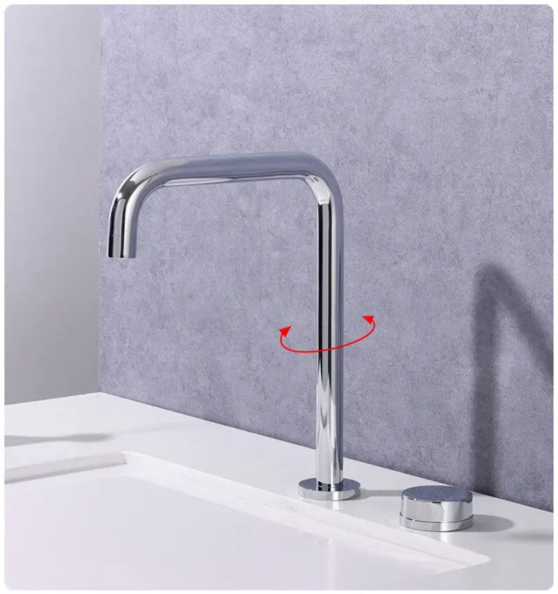 Basin faucet Bathroom two holes Widespread Brushed Gold bathroom sink tap 360 rotating widespread Black basin Tap