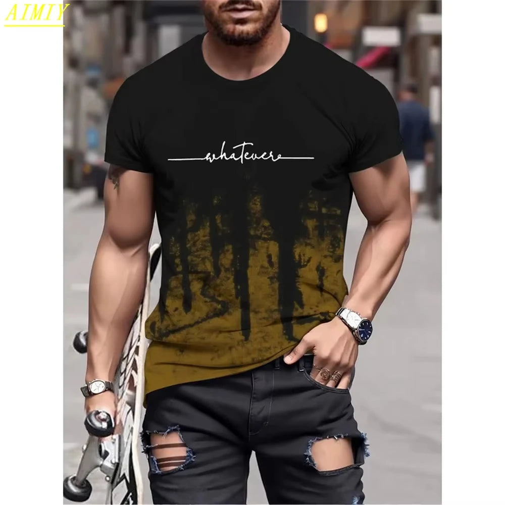 Casual Men's T-Shirts Spring Clothing Ombre Shirts Oversized Short Sleeve Tops Boys Tees Oversized Vintage T-Shirts For Mens
