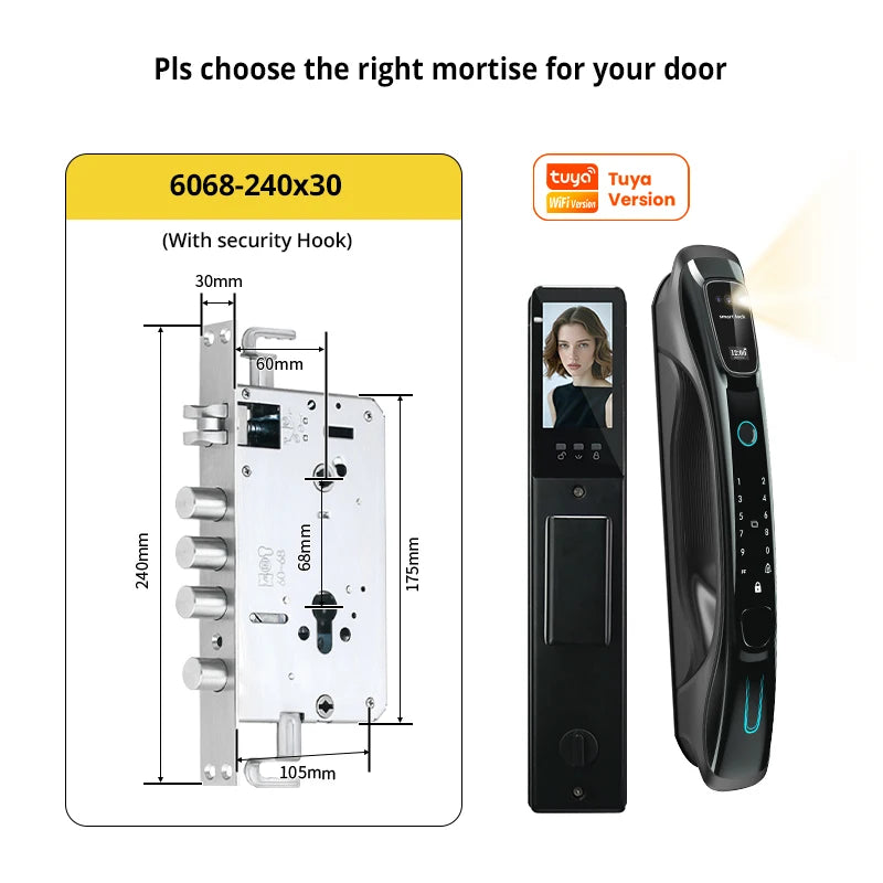 Smart Lock 3D Face Recognition Palm Vein Fingerprint WiFi APP Remote Control Video Intercom Auto Door Lock Digital Security